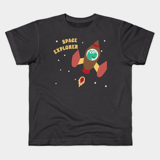cute dinosaur astronaut play with his rocket. Kids T-Shirt by KIDS APPAREL